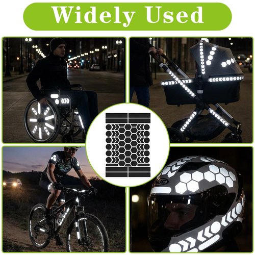 DOPENDPI 67PCS Black Reflective Tape, Reflective Stickers for Helmet Motorcycle Helmet Decals Motorcycle Helmets Stickers Night Visibility Safety Decal for Night Riding Waterproof(Black)