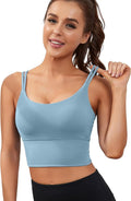 Everrysea Sports Bras - High Support Longline Workout Tank Top with Built-In Bra | Padded Strappy Yoga Crop Top