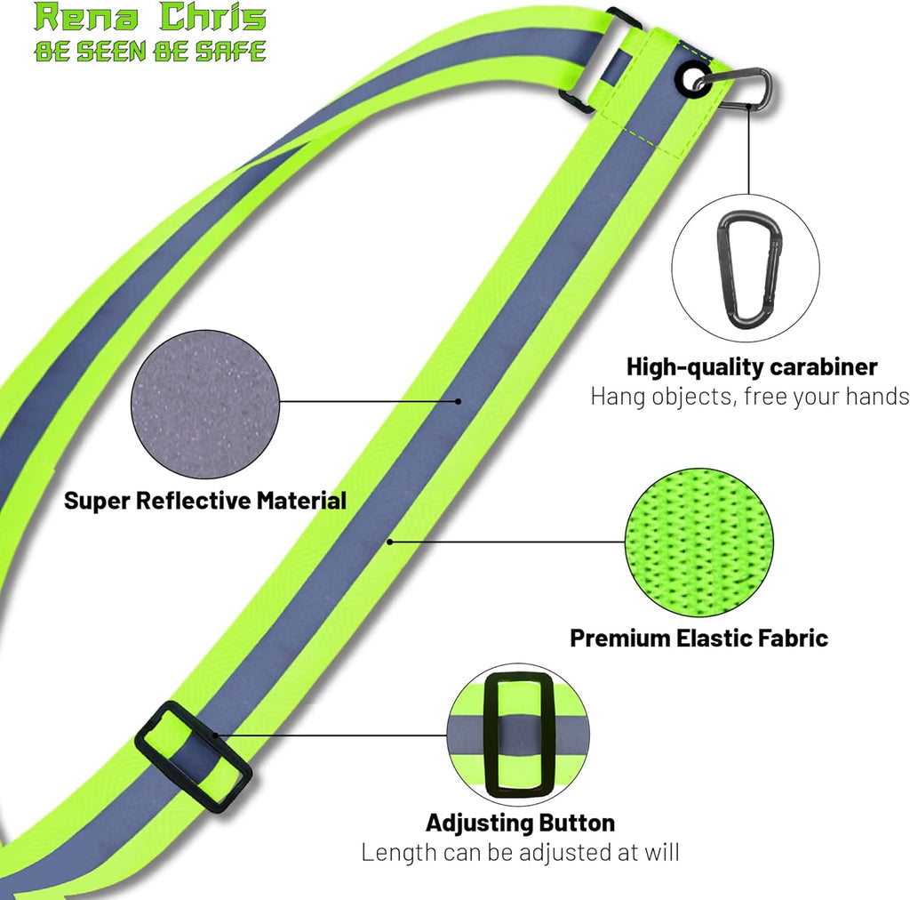 Rena Chris Reflective Running Gear - High Visibility Safety Belt & Armband for Night Jogging | Women’s Reflective Sash
