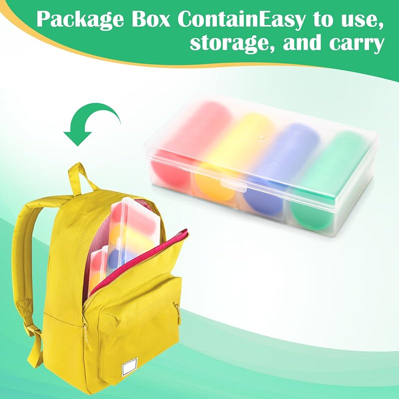 1.5" Plastic Learning Counters with Storage Box, 200 PCs 4 Colors (Green Red Blue Yellow) Educational Counting Chips