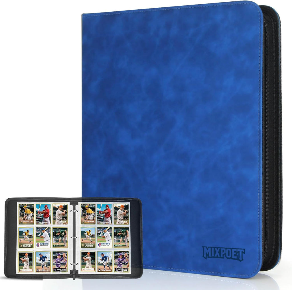 Skiennix Trading Card Binder - Premium 9 Pocket Collection Album for 900 Cards | Blue Double-Sided Holder