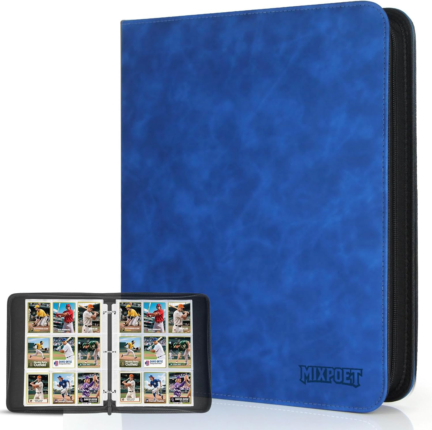 Skiennix Trading Card Binder - Premium 9 Pocket Collection Album for 900 Cards | Blue Double-Sided Holder