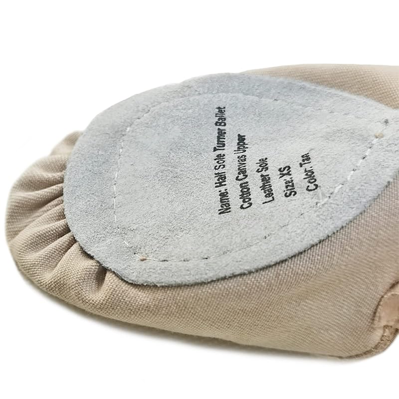 DANCEYOU Lyrical Shoes Half Sole Turners - Tan, Size 4.5-6 (Variation: Tan+4.5-6)