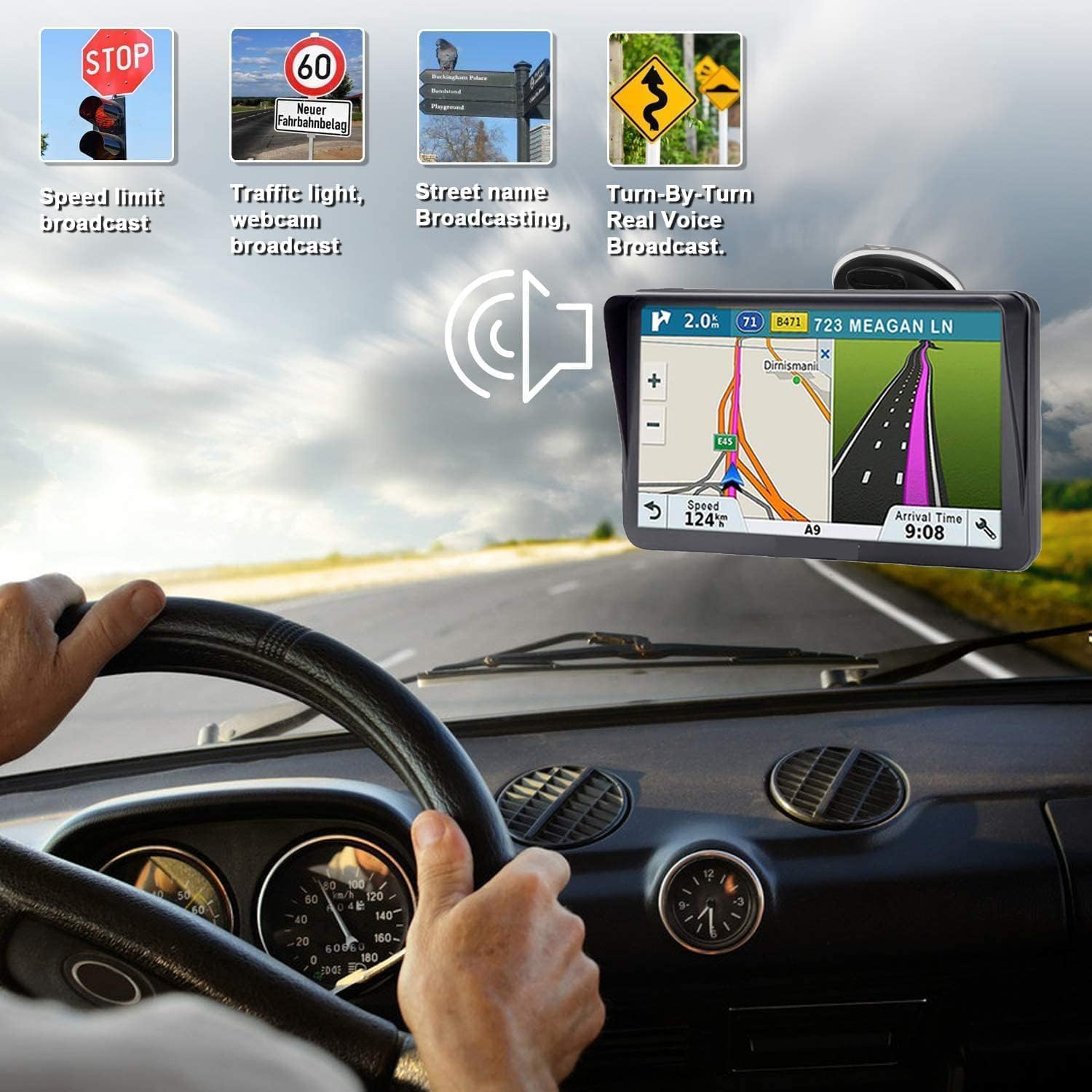 Skiennix GPS Navigator - 9-Inch Touchscreen Navigation System with Free Lifetime Updates | Voice Guidance & Custom Truck Routing