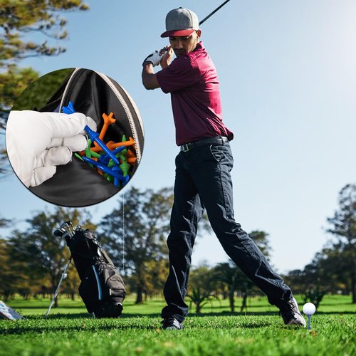 LZFAN Golf Tees 3 1/4 Inch, Plastic Golf Tees 4 Prongs Stability Tees, Unbreakable Long Golf Tees Reduce Friction & Side Spin Colored (100PCS)