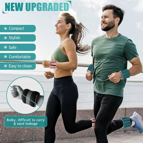 BECOJADDE Ankle Weights - Adjustable Set of 2 (1 lb/2 lb/3 lb) for Pilates, Running, Yoga & Workouts