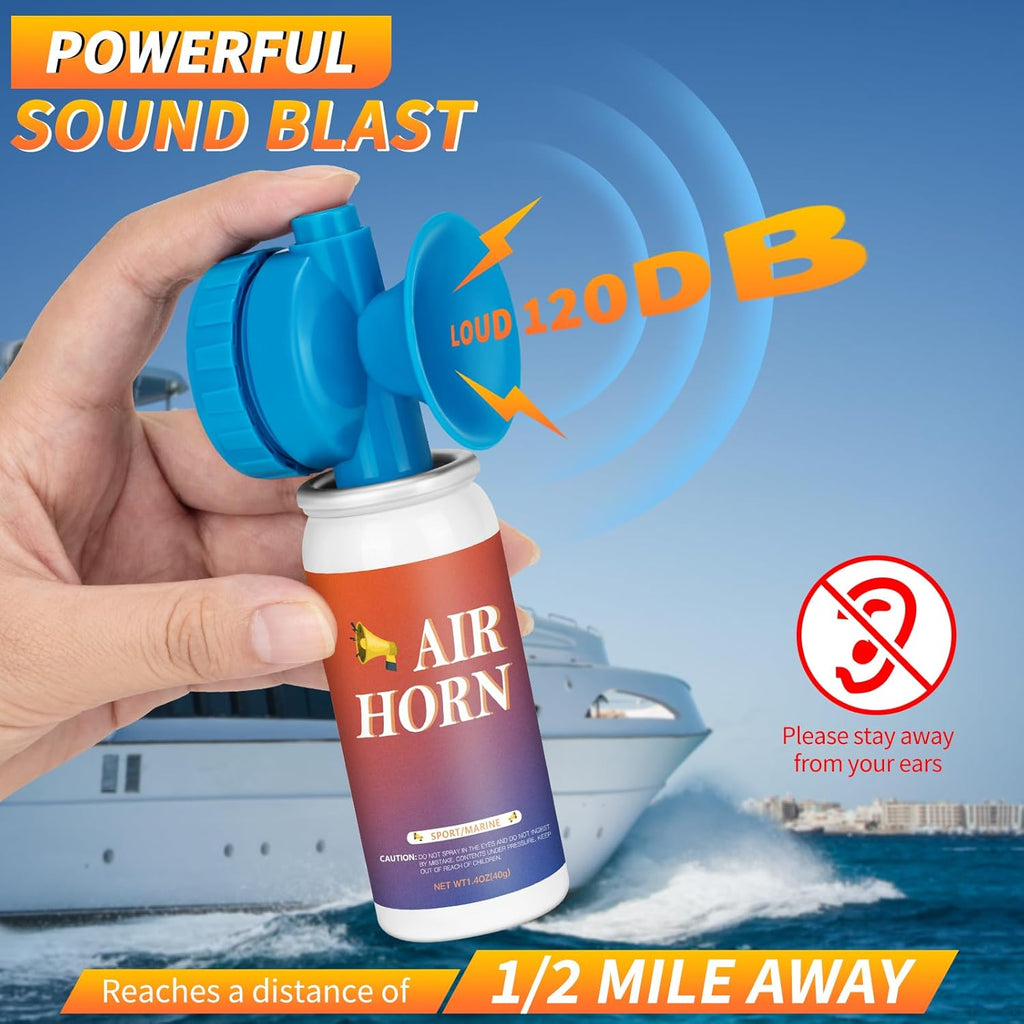 Air Horns - Loud Marine Safety Signal | 1.4oz Mini Handheld for Boating, Camping & Events