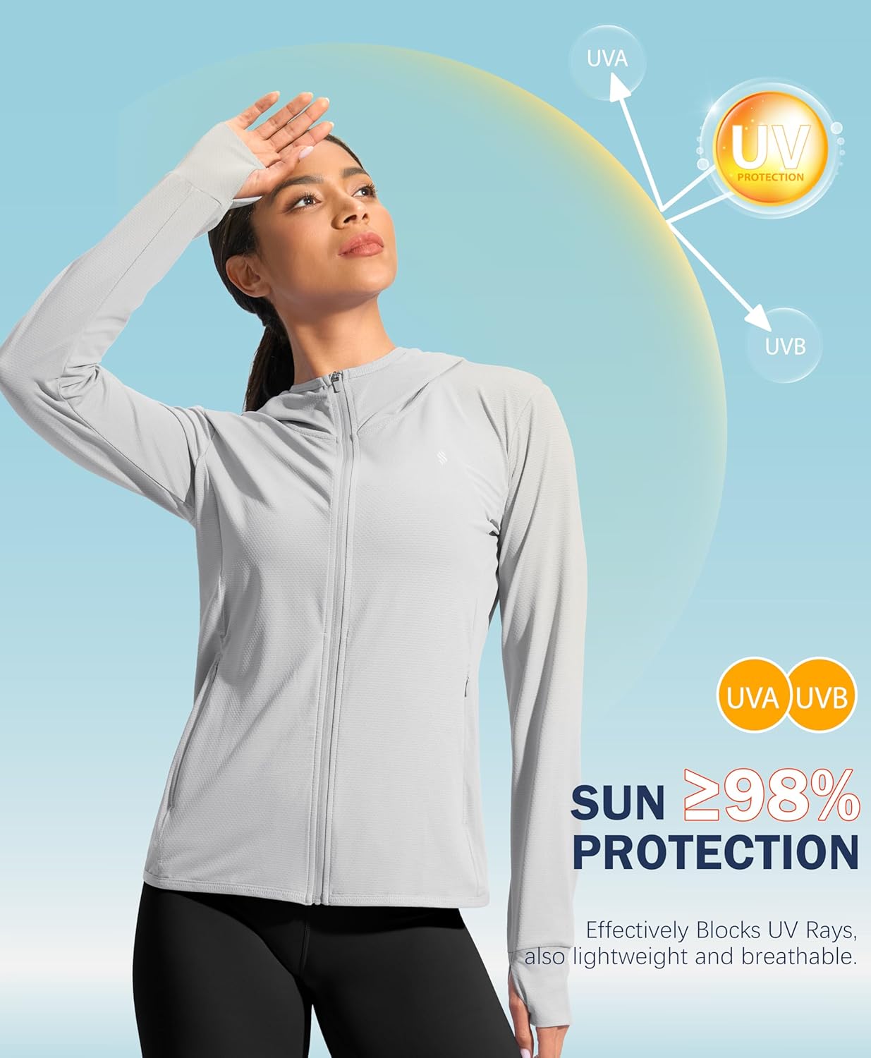 Soothfeel Women's Lightweight UPF 50+ Sun Protection Hoodie Jacket | Long Sleeve Outdoor Shirt with Pocket