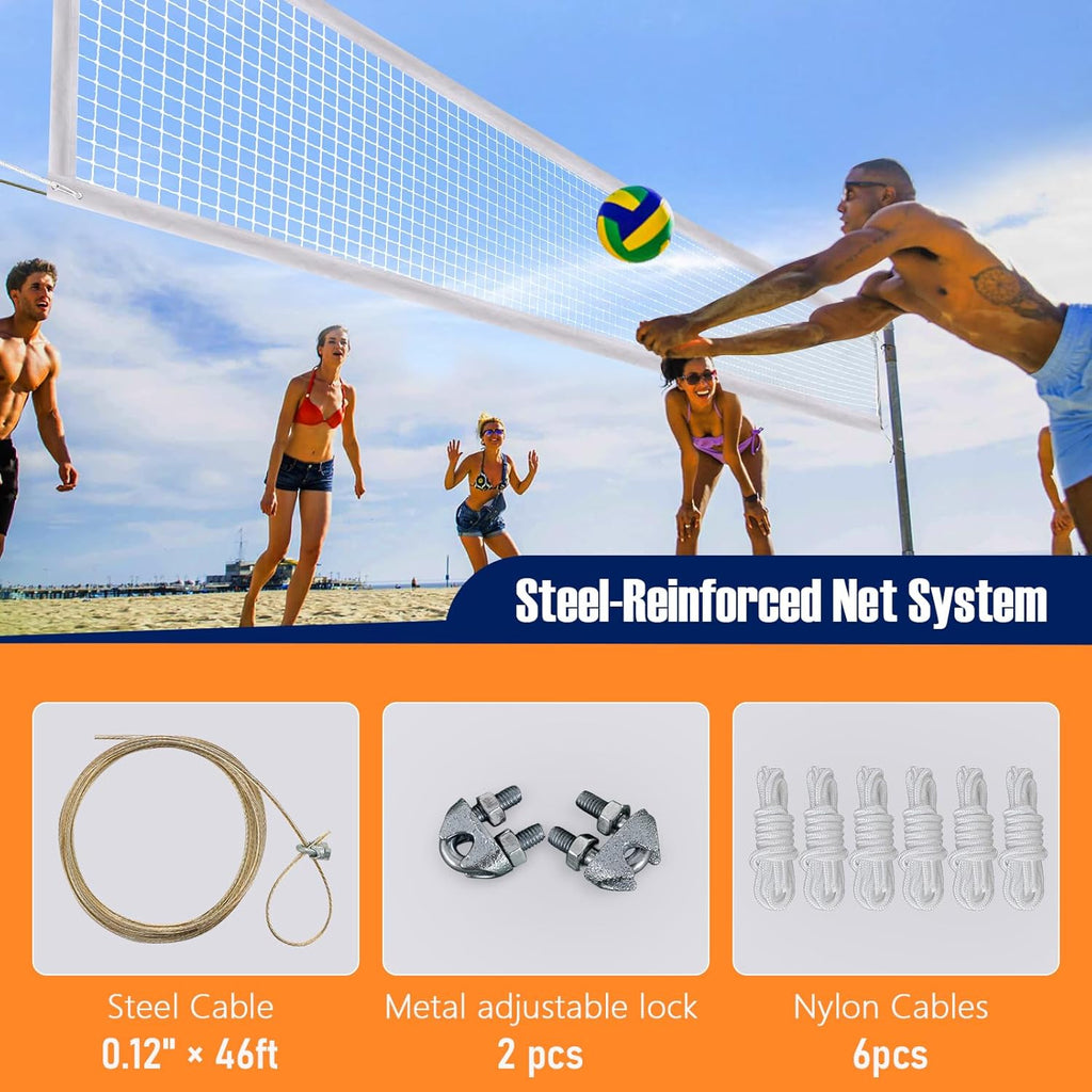 Regine Switzerland Heavy Duty Volleyball Net - 32x3ft Outdoor Replacement with Storage Bag