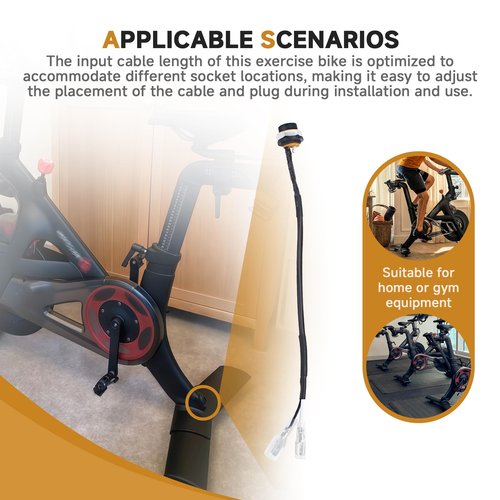 MUGLFPT Power Cord Plug Connector Compatible with Peloton Bike (Not for Bike Plus), Oval DC Jack, 8.85 Inches Long, Exercise Bike Power Plug Connector Replacement