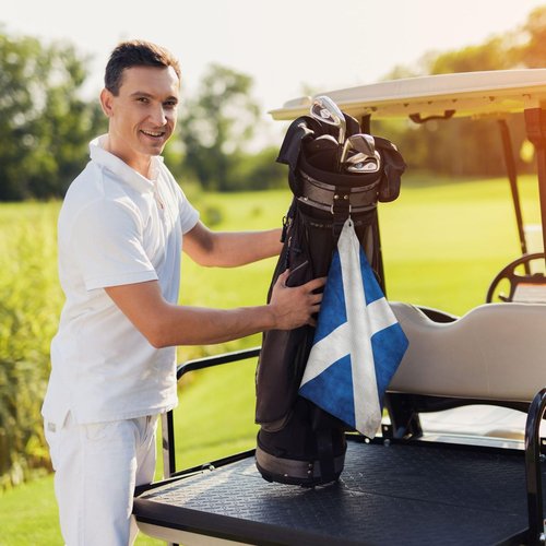 ZKPeFeH Vintage Scottish Flag Golf Towel with Carabiner Clip Golf Gift for Men Waffle Pattern Cooling Towels