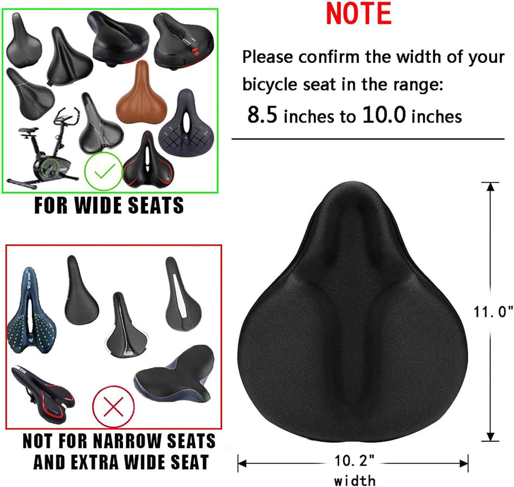 Skiennix Gel Bike Seat Cushion Cover - Comfortable & Breathable for Cruiser & Stationary Bikes | Big Size