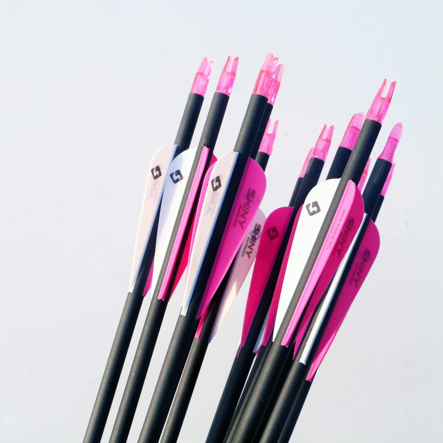 TIGER ARCHERY 30-Inch Carbon Hunting Arrows - Removable Tips for Compound & Recurve Bows | Pack of 12