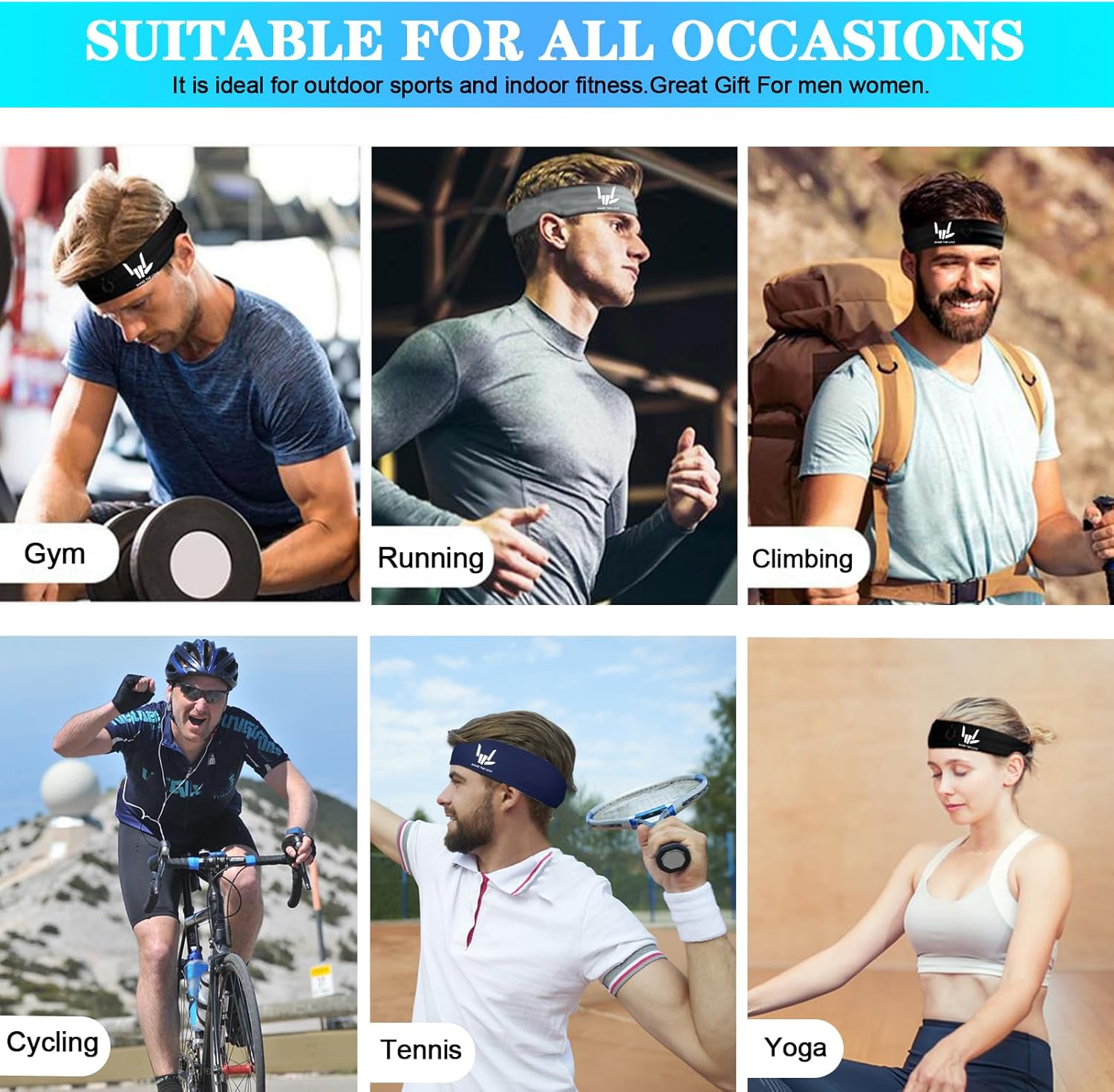 Skiennix 3-Piece Sweat Bands | Cooling Sport Headbands for Men & Women - Perfect for Workouts