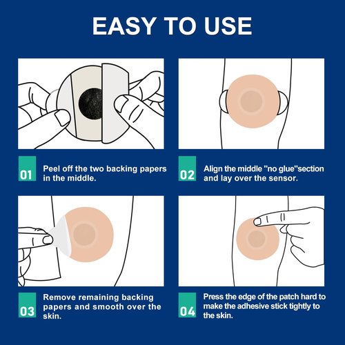 Ceeport 30 Pack Freestyle Adhesive Patches, Sensor Covers Intended for Freestyle Libre 2/3-Enlite-Medtronic Guardian, CGM Sensor Patches, No Glue in The Center, Long Fixation for Your Sensor(Tan)