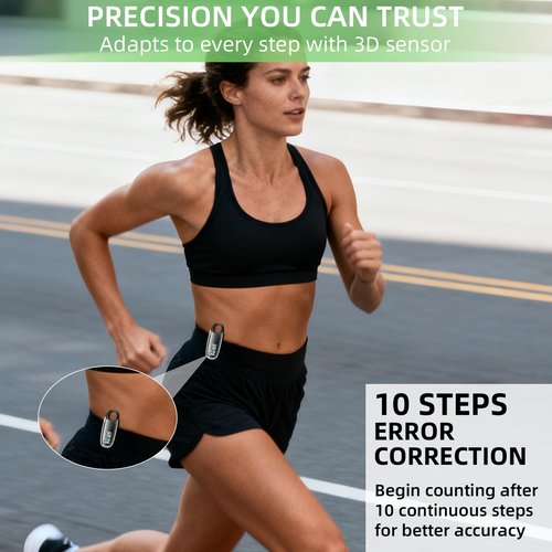 Simple Step Counter with Digital Display, 3D Pedometer for Walking, Step Tracker with Removable Clip Lanyard, Accurately Track Steps for Men Women Kids Adults Seniors