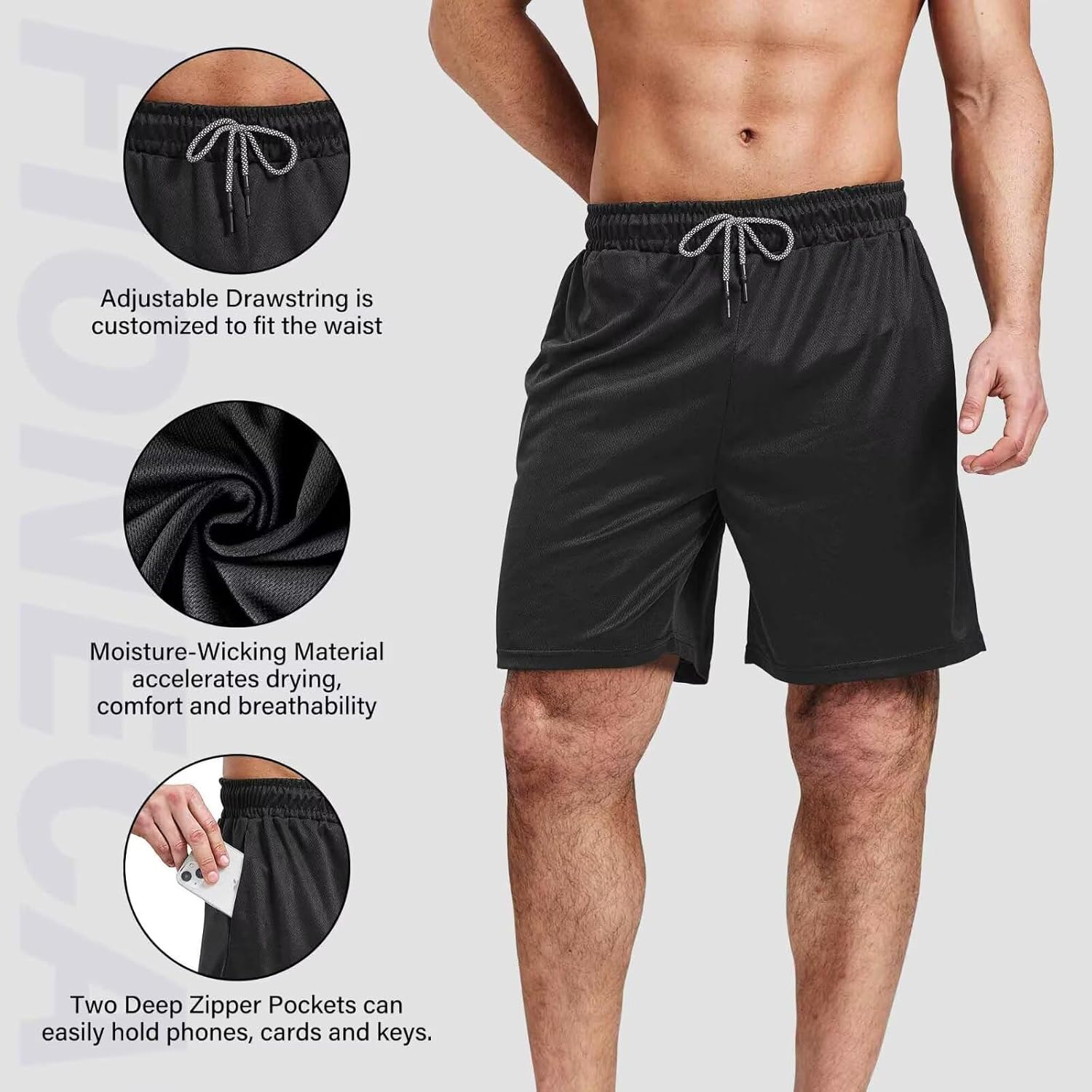 Skiennix Men's Athletic Running Shorts - 7-Inch Dry Fit & Mesh Workout Shorts with Pockets | 5 Pack