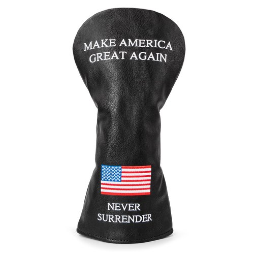 Golf Headcovers Golf Club Head Covers MAGA Style Elegant Embroidery Premium Leather Driver Fairway(FW) Wood Hybrid(UT) with Number Tags, 3 Wood Headcover Set