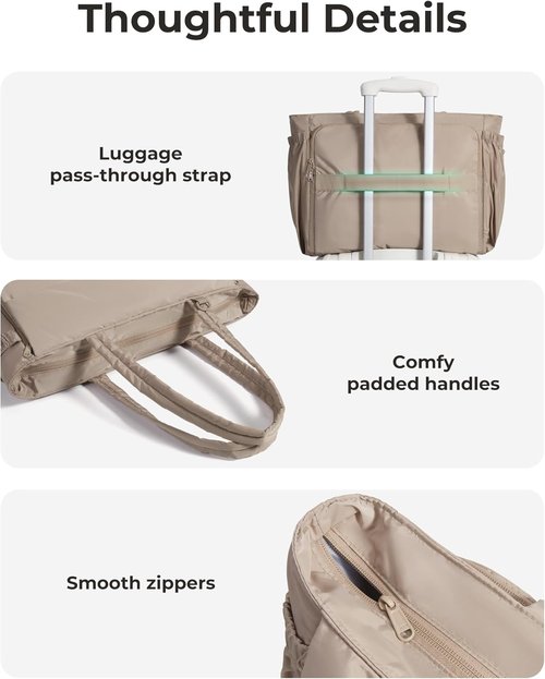 BAGSMART Tote Bag for Women - 22L Puffer Gym Bag | Holds 40oz Tumbler, Yoga Mat & 15.6" Laptop