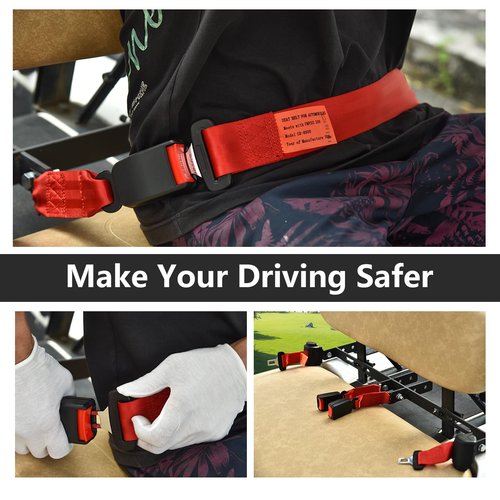 Orle Oko Retractable Golf Cart Seat Belts, Compatible with EZGO, Yamaha, Club Car DS Precedent Most Golf Cart(2 Set), for Golf Cart Frond and Rear Seats, Red