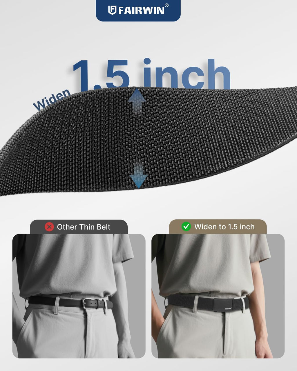 FAIRWIN Ratchet Belt for Men - Mens Stretch Nylon Belt Adjustable, Versatile Belts for Daily Wear, Golf & Work