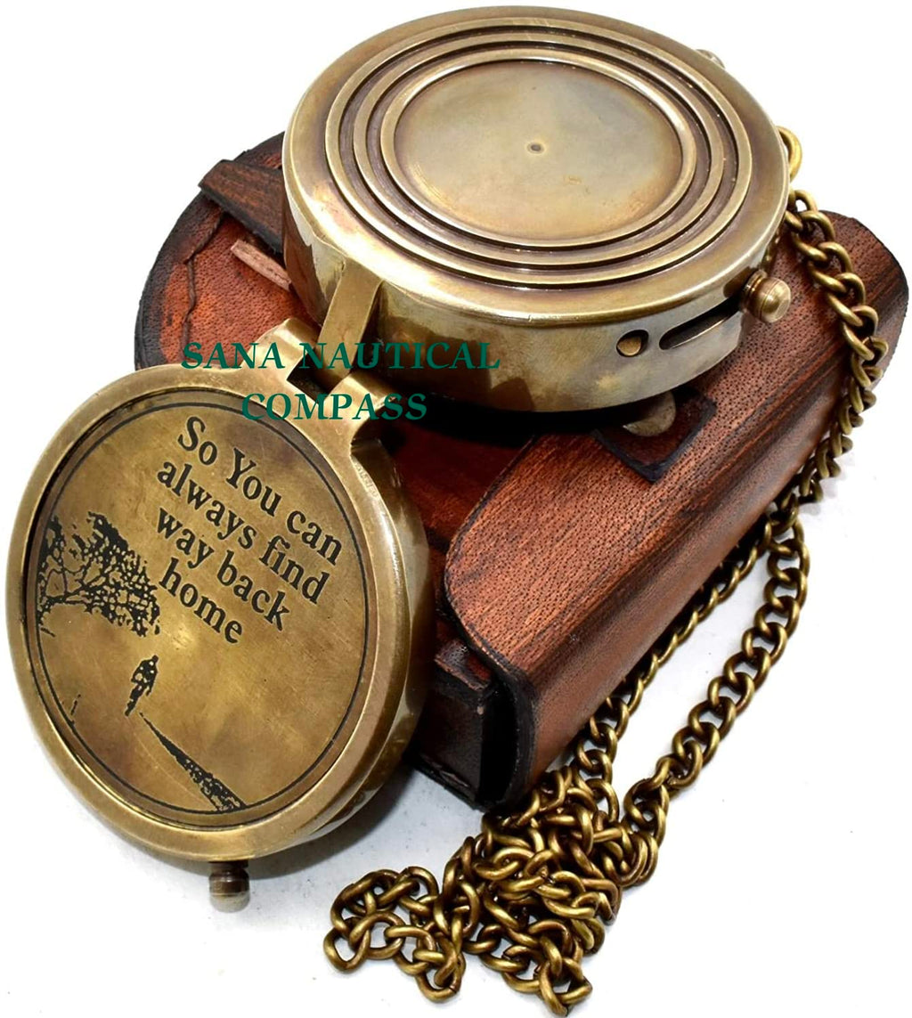So You Can Always Find Your Way Back Home Nautical Engraved Camping Compass, Romantic Gift Ideas for Him/Her, Pocket Compass for Hiking, Survival Instrument, Baptism, Christian, Graduation Gifts