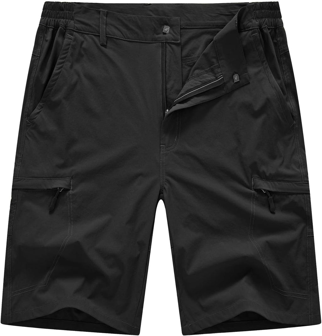 BASUDAM Men's Cargo Hiking Shorts - Lightweight, Quick-Dry Fabric with 6 Pockets for Camping & Travel