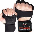 Fitness Force Ventilated Weightlifting Gloves - Fingerless Gym Gloves with Wrist Wraps for Men & Women