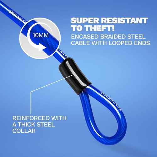 DocksLocks Security Cable Lock Set - Weatherproof Keyless U-Lock with Anti-Theft Design | 5' to 25' Length