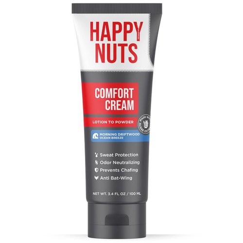 Happy Nuts Comfort Cream Deodorant - Aluminum-Free Anti-Chafing & Odor Control for Men | 3.4 Fl Oz, Morning Driftwood