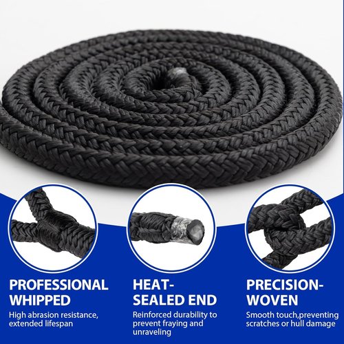 Boat Dock Lines - Double Braided Nylon Ropes with Pre-Spliced Loop | 3/4" x 25ft | 2 Pack for Mooring & Docking