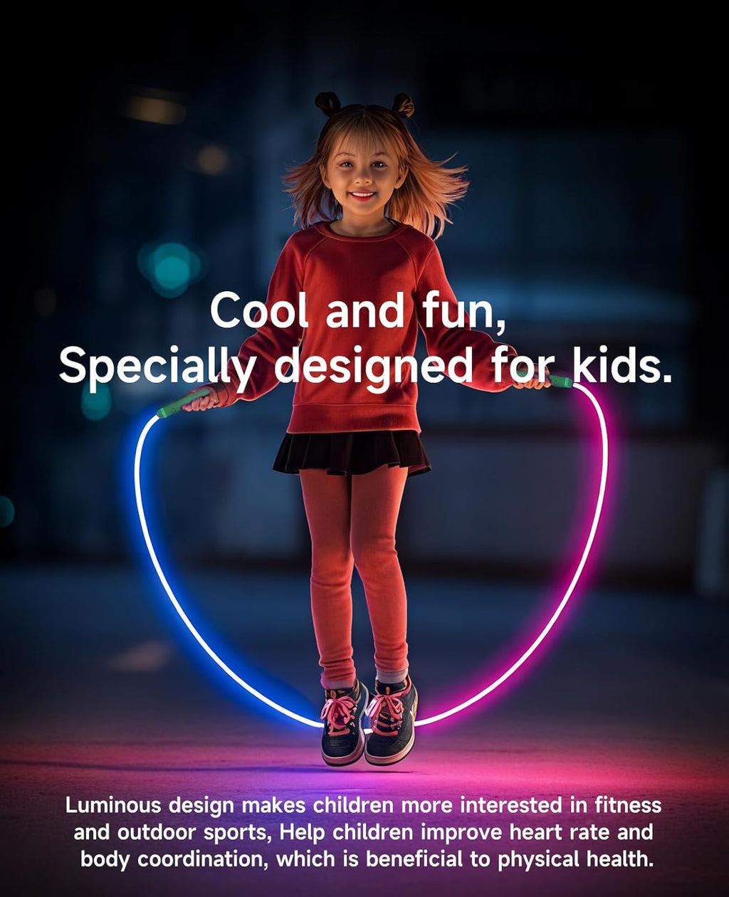 Skiennix LED Jump Rope - Adjustable Glowing Skipping Rope for Kids & Adults | Colorful Fitness Tool
