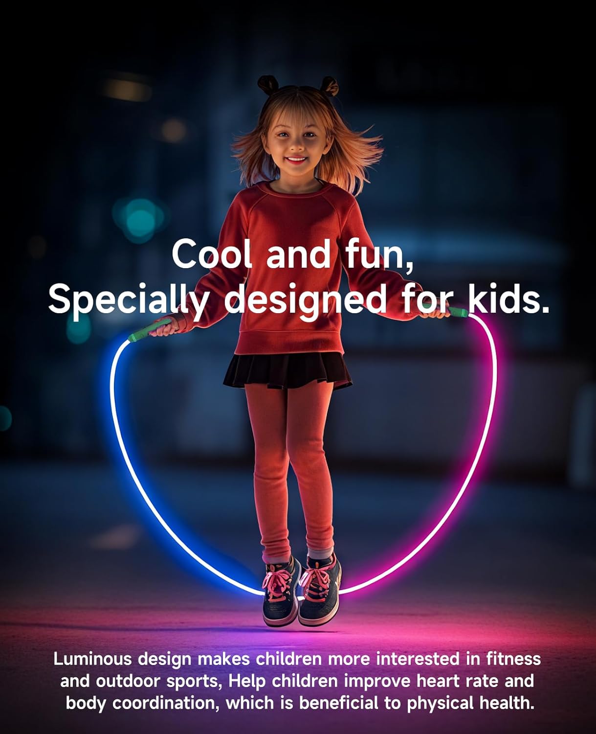 Skiennix LED Jump Rope - Adjustable Glowing Skipping Rope for Kids & Adults | Colorful Fitness Tool