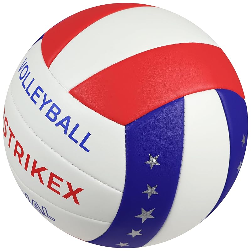 Glow in The Dark Official Size Volleyball with Night-Glow Effect - Red/Blue/White (Variation Included) + Pump Kit