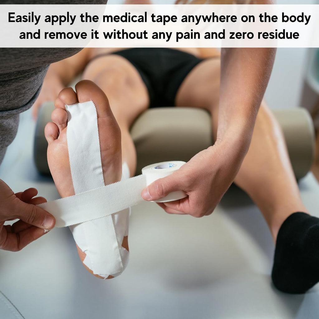 Vakly Cloth Medical Tape - Breathable Silk-Like Adhesive First Aid Tape | 1 in x 10 yd (6 Rolls) - Latex-Free & Hypoallergenic