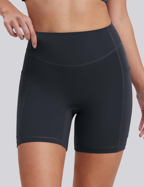 ENERBLOOM Biker Shorts for Women with Pockets, Spandex Workout Shorts, Lightweight for Summer Cycling Running Yoga Gym 6" Dark Navy Medium