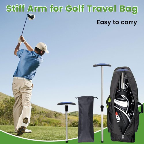 Greeily Golf Travel Bag Support Rod, 33"-60" Golf Club Travel Protector Stick Telescopic Adjustable Airlines Stiff Arm Club Protector Stainless Steel Pole