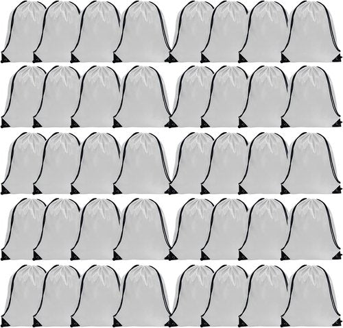 GoodtoU Drawstring Bags - 40 Pcs Cinch Sackpack for Gym & Travel | White Color