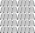 GoodtoU Drawstring Bags - 40 Pcs Cinch Sackpack for Gym & Travel | White Color