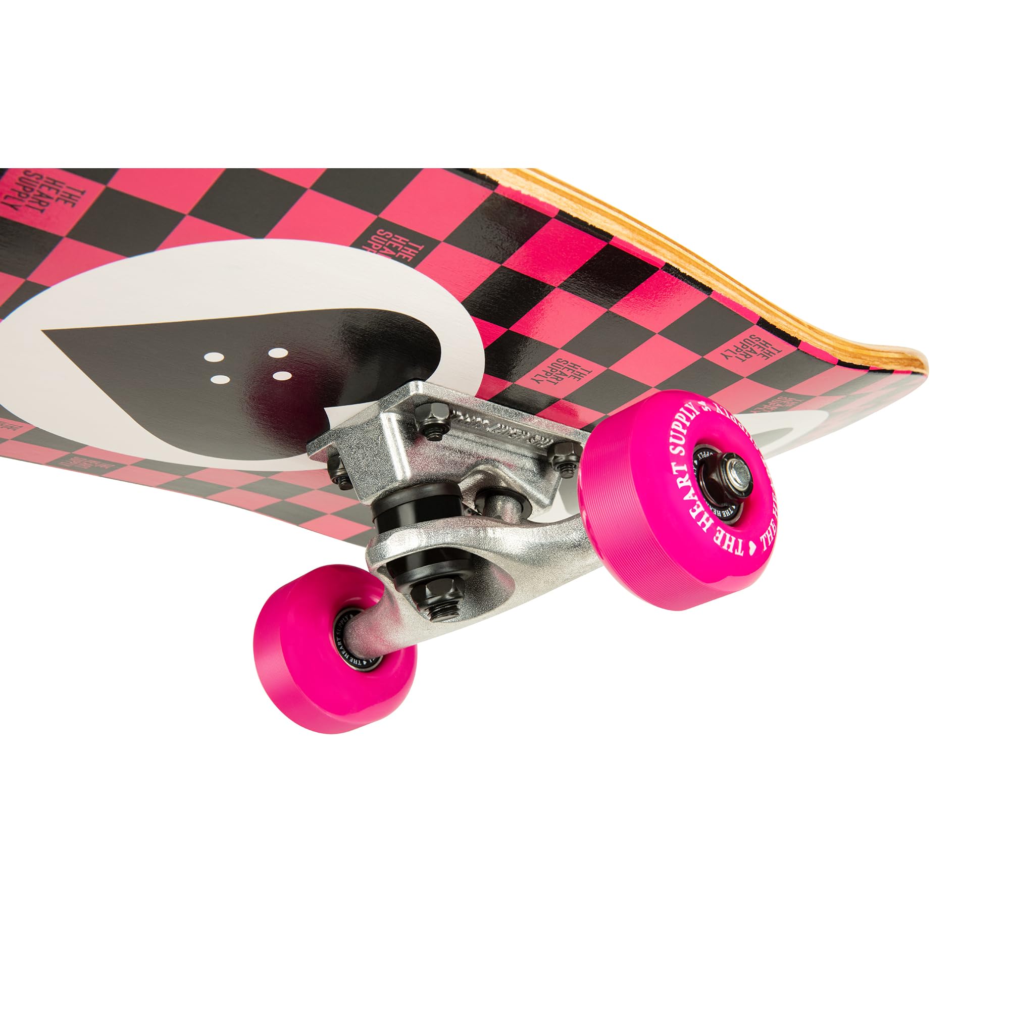 The Heart Supply Complete Skateboard Team Checkerboard 31.35" x 8.0" 7-Ply Maple Blend Construction Full concave, 54mm Wheels, Max Weight 220lbs