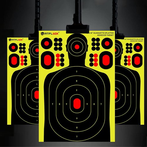 Atflbox Silhouette Splatter Targets - 12x18 Inch Adhesive Stickers in Bright Fluorescent Yellow for Easy Visibility