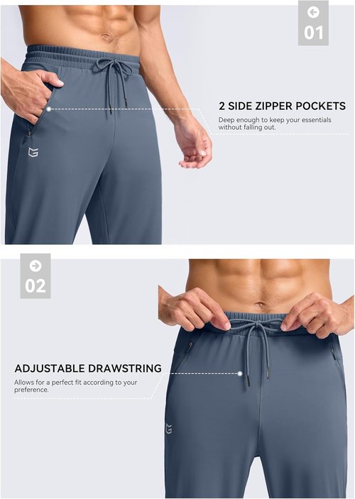 G Gradual Men's Athletic Sweatpants - Tall Joggers with Zipper Pockets | 30"/32"/34"/36" Inseam