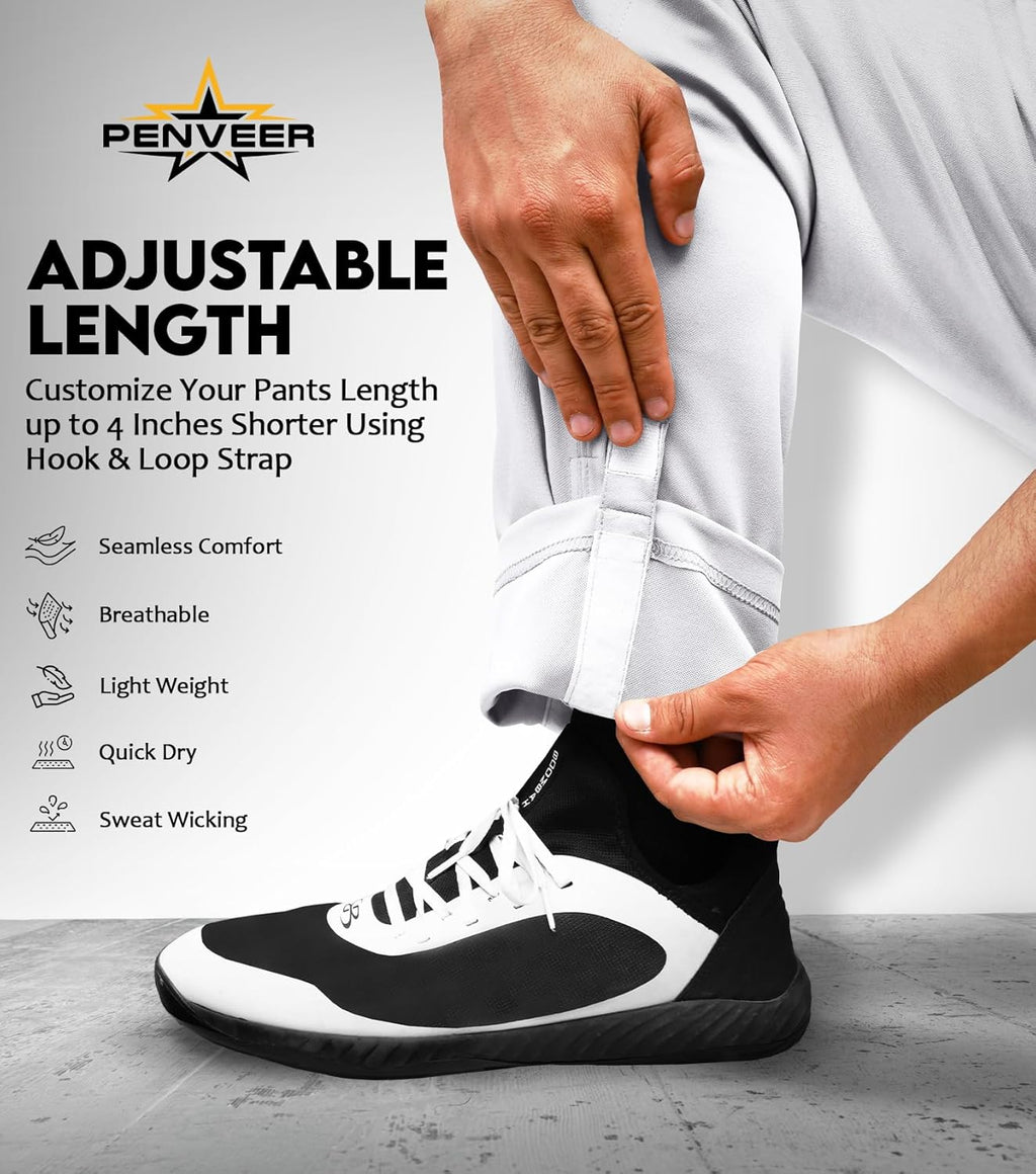 Skiennix Men's Baseball Pants - Full Length, Open Bottom, Adjustable Fit for Comfort | Adult Sizes