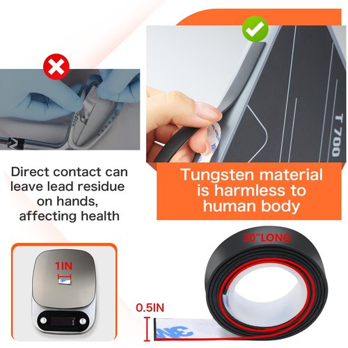 1 Gram/Inch Pickleball Weighted Tungsten Tape | 0.5 "X 30" | -Used To Enhance Pickleball Paddles Performance, Customizable Non-Toxic Tungsten Strap, Suitable For A Many Kinds Of Racquets
