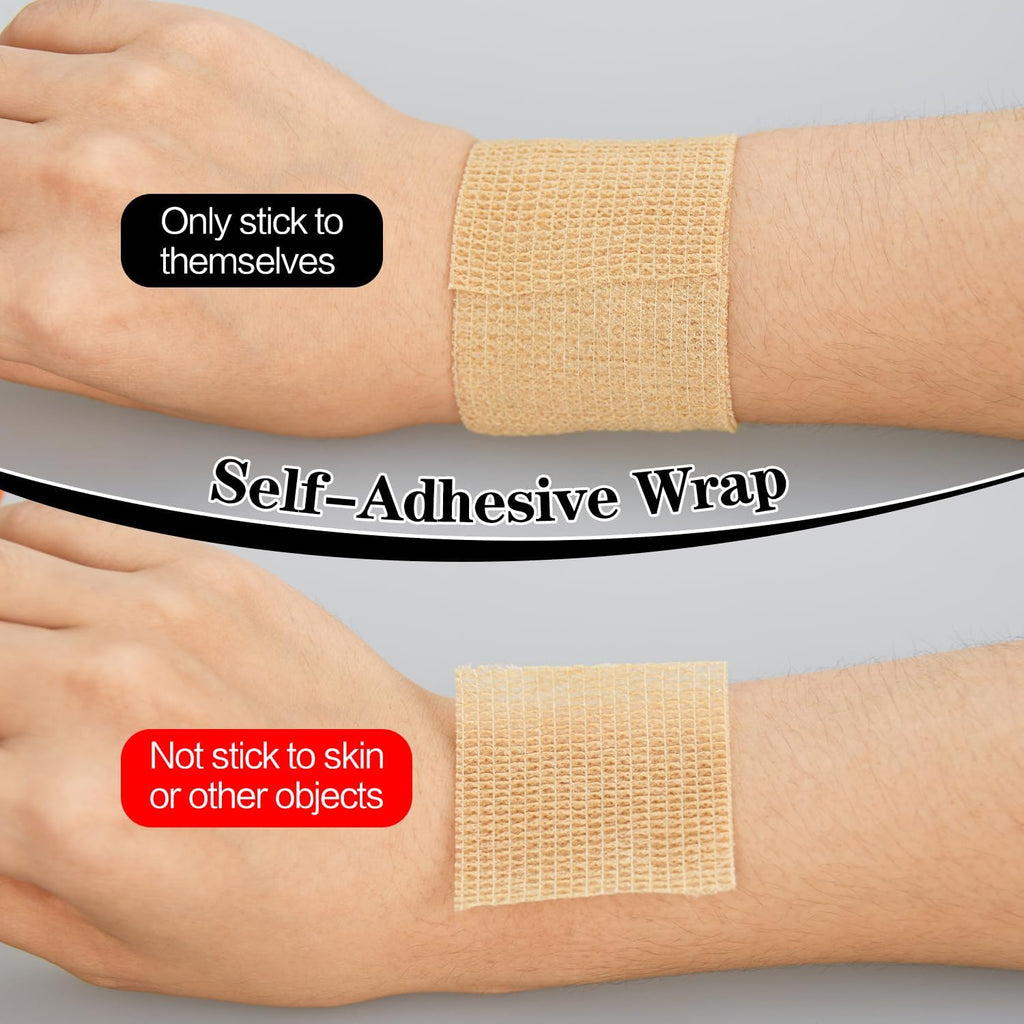 Self-Adhesive Bandage Wraps by Skiennix - 6 Pcs, 3 In, Breathable Skin Color Rolls for Sports & Swelling