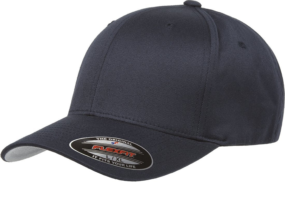 Flexfit Men's Wooly Combed Twill Fitted Baseball Cap, Dark Navy, Large-X-Large