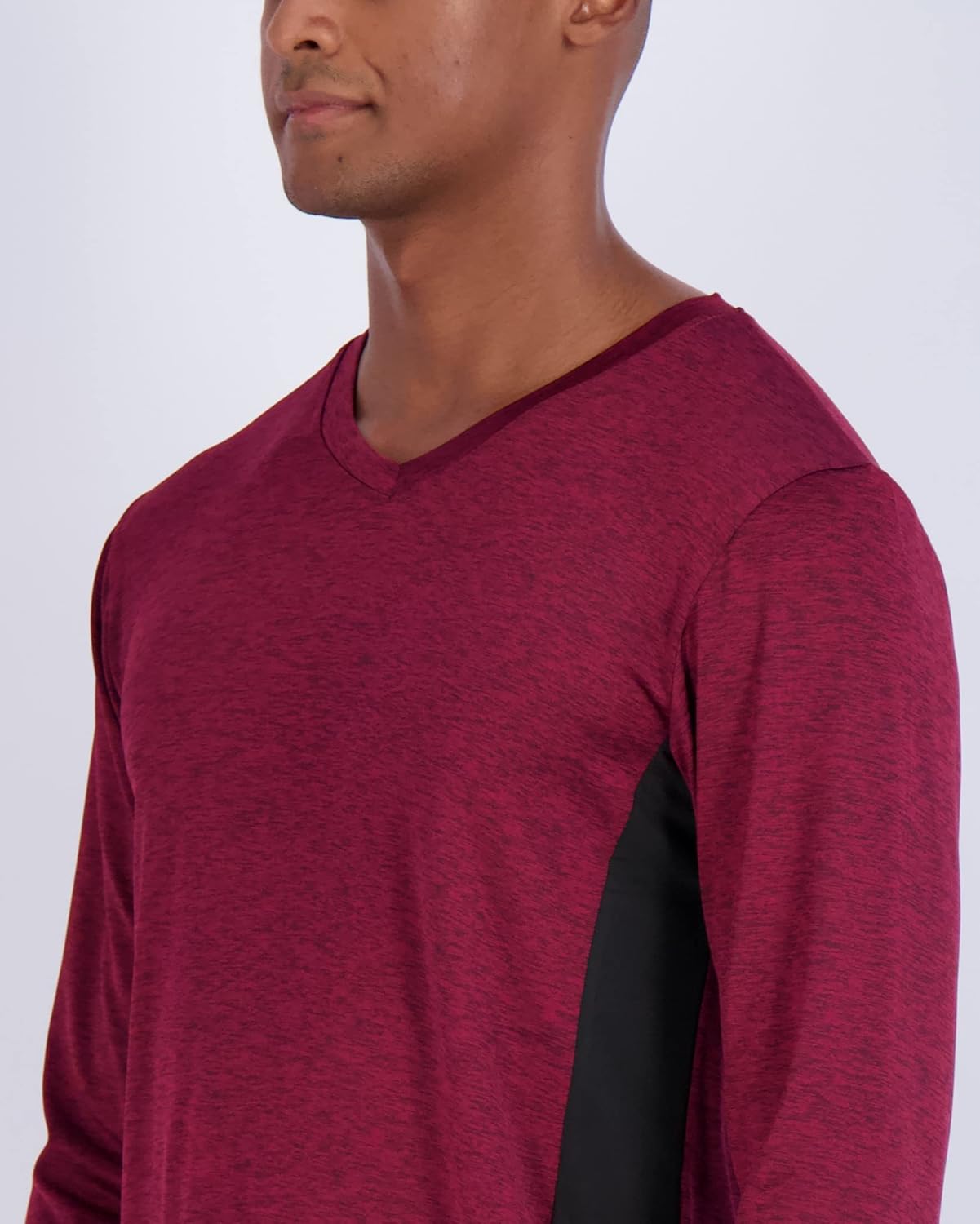 Real Essentials Men's Dry Fit Long Sleeve V-Neck Active T-Shirt - UPF 50+ Athletic Wear | Big & Tall Available