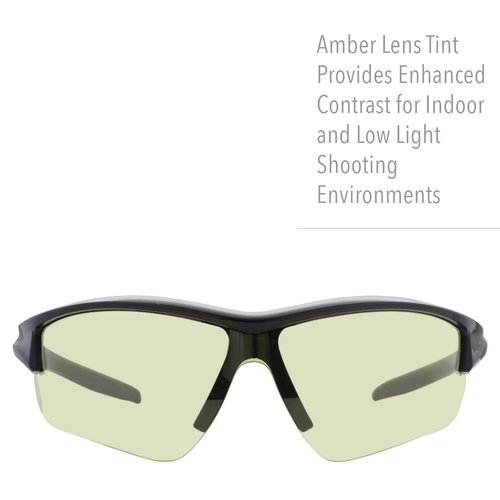 Howard Leight R-02215 Acadia Shooter's Safety Eyewear, Amber Lens, Black Frame, Uvex Treme Plus Anti-Fog Coating