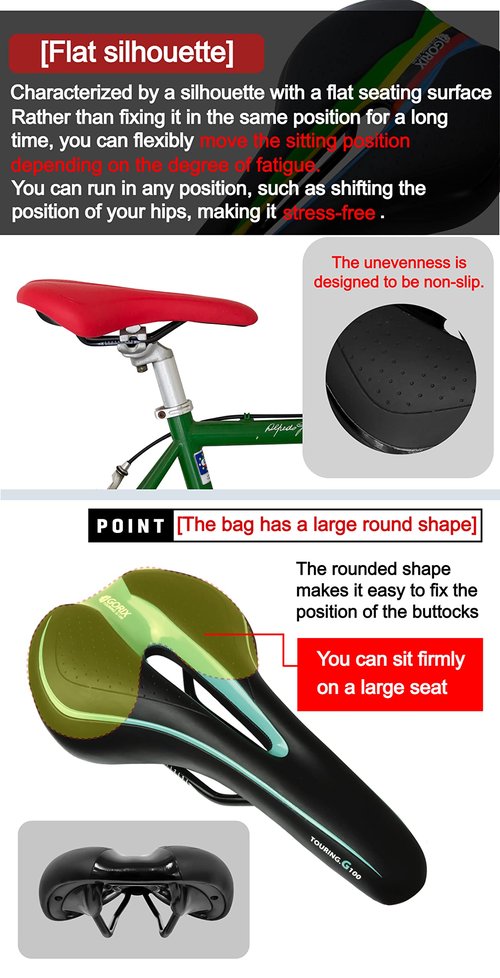 GORIX Bike Saddle Seat Comfortable Cushion with Rail Mountain Road Bicycle for Men and Women (GX-C19) (White×Black)