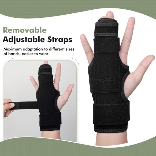 EDNYZAKRN Trigger Finger Splint, 2 Finger Brace for Index, Middle, Ring, Pinky Finger, Treatment for Hand Fractures, Arthritis (L/XL, Right)